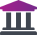 icon of bank front in fuchsia and gray